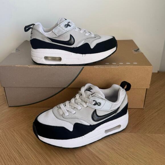 Nike Air Max 1 Easyon White/Black Toddler Sneakers- SZ 11 C - Picture 6 of 12